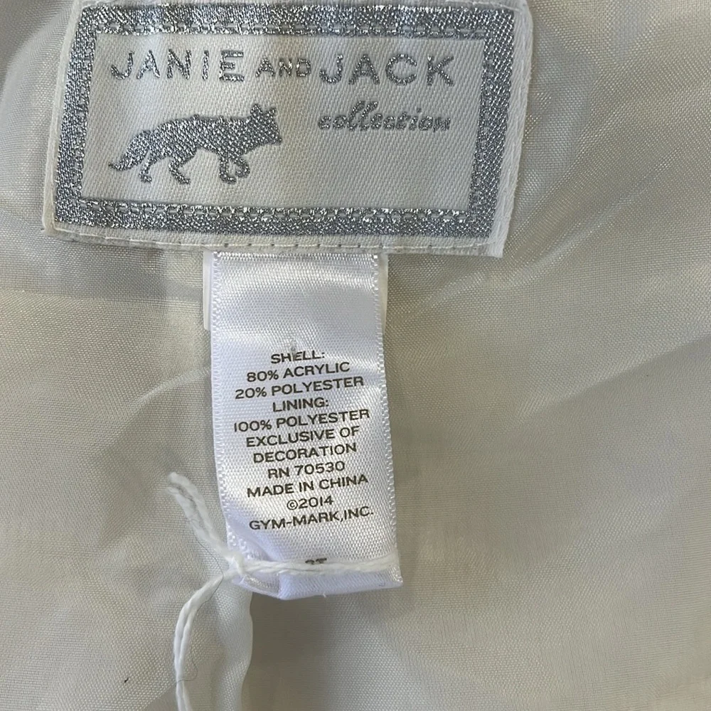 Janie and jack cream faux fur silver bow vest